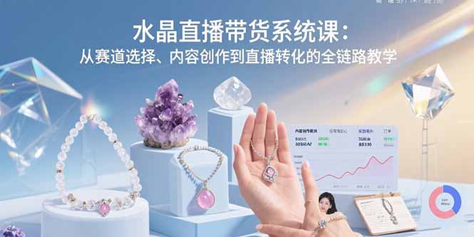 水晶直播带货系统课：从赛道选择、内容创作到直播转化的全链路教学-87创业网