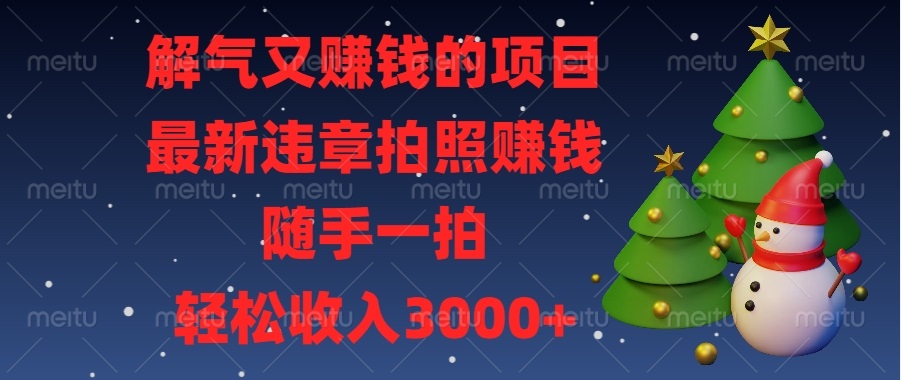 解气又赚钱的项目，最新违章拍照赚钱，随手一拍，轻松收入3000+-87创业网