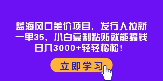 蓝海风口差价项目，发行人拉新，一单35，小白复制粘贴就能搞钱！日入30…-87创业网