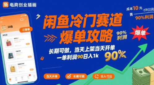 闲鱼冷门赛道爆单攻略，长期可做，当天上架当天开单，一单利润90% 利润，日入1k【揭秘】-87创业网
