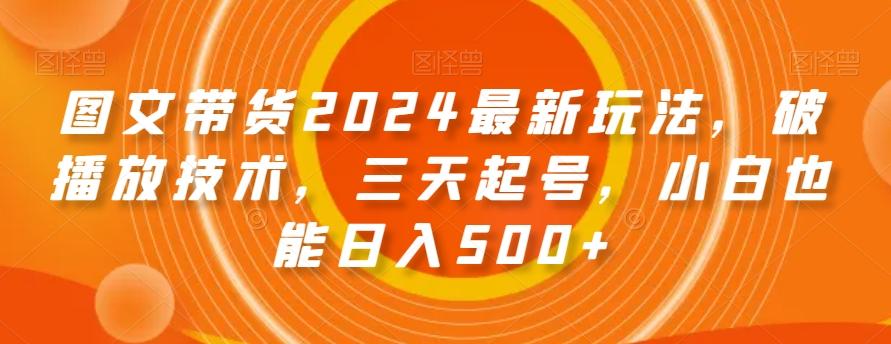 图文带货2024最新玩法，破播放技术，三天起号，小白也能日入500+【揭秘】-87创业网