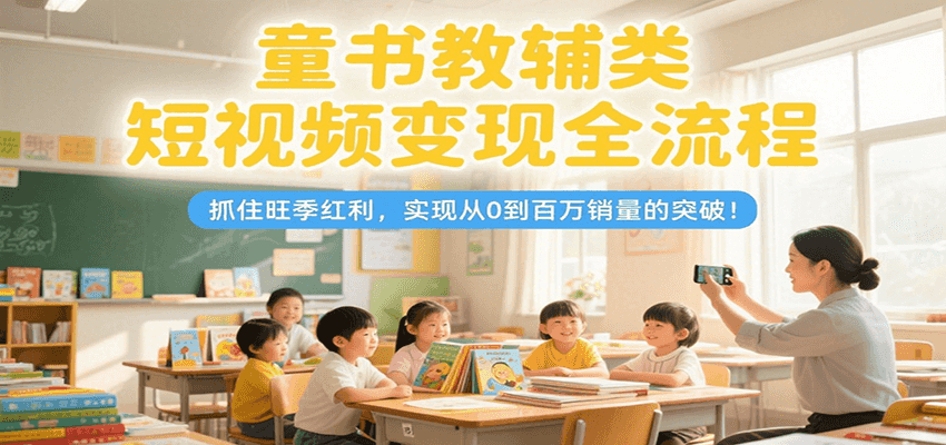 童书教辅类短视频变现全流程，抓住旺季红利，实现从0到百万销量的突破！-87创业网