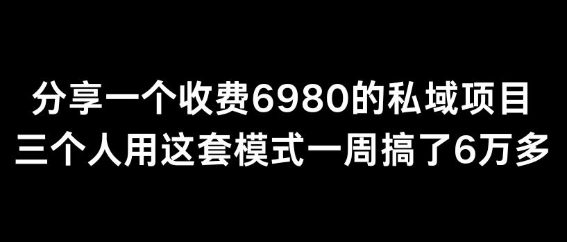 分享一个外面卖6980的私域项目三个人用这套模式一周搞了6万多【揭秘】-87创业网