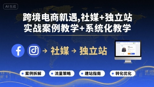 跨境电商新机遇，社媒+独立站，实战案例教学+系统化教学-87创业网