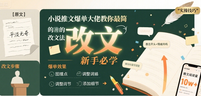 小说推文爆单大佬教你最简单的改文方法实操课，新手必学-87创业网