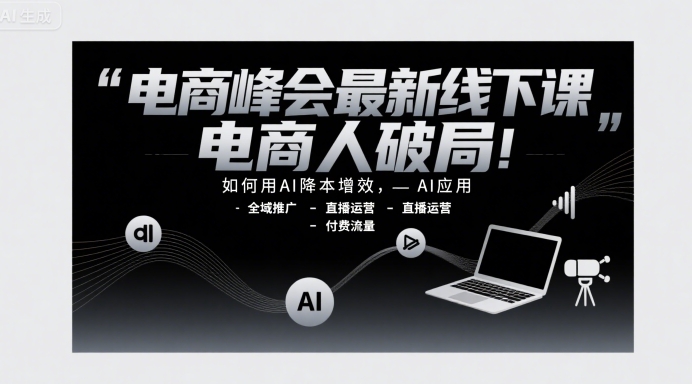 电商峰会最新线下课，电商人破局，如何用AI降本增效，AI应用-全域推广-直播运营-付费流量-87创业网