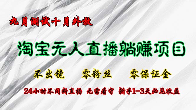 淘宝无人直播最新玩法，九月测试十月外放，不出镜零粉丝零保证金，24小…-87创业网