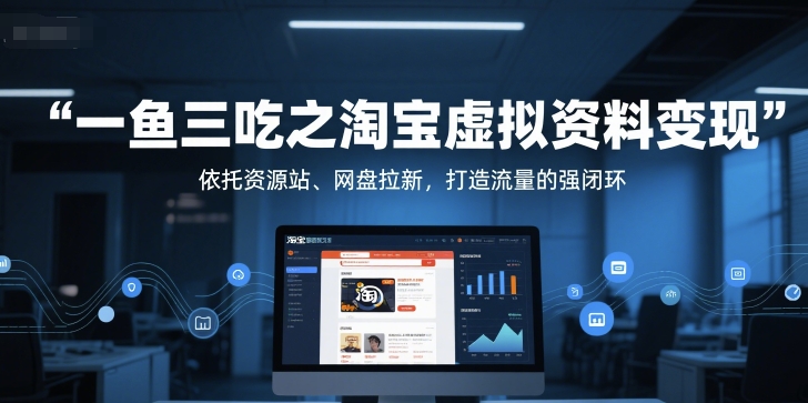 一鱼三吃之淘宝虚拟资料变现，依托资源站、网盘拉新，打造流量的强闭环-87创业网