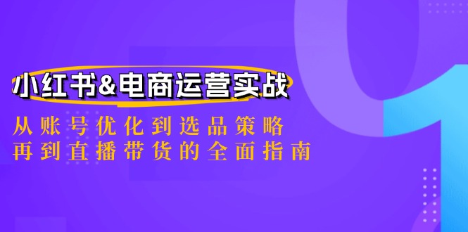 小红书&电商运营实战：从账号优化到选品策略，再到直播带货的全面指南-87创业网