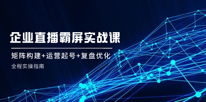 企 业 直 播 霸 屏实战课：矩阵构建+运营起号+复盘优化，全程实操指南-87创业网