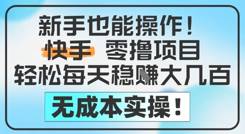 新手也能操作，快手零撸挣米，轻松每天挣2-5张，完全无成本-87创业网