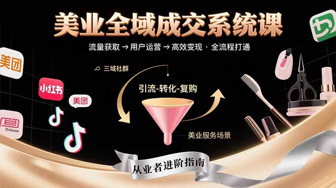 美业全域成交系统课程：帮助美业从业者打通从流量获取到高效变现全流程-87创业网