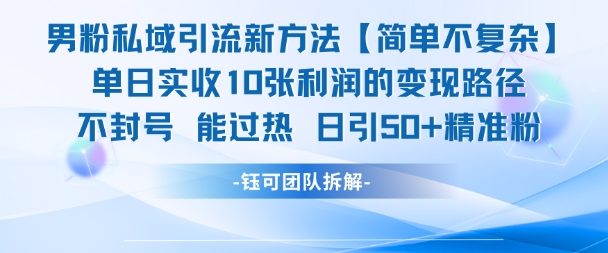 男粉私域引流新方法，单日收10张利润，日引流50+精准粉-87创业网