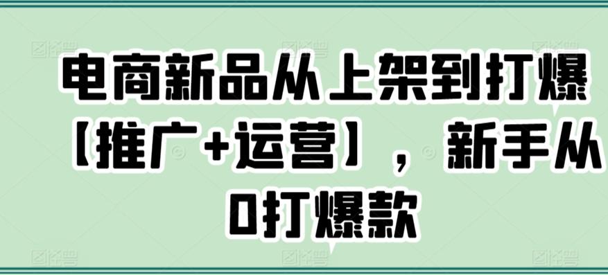 电商新品从上架到打爆【推广+运营】，新手从0打爆款-87创业网