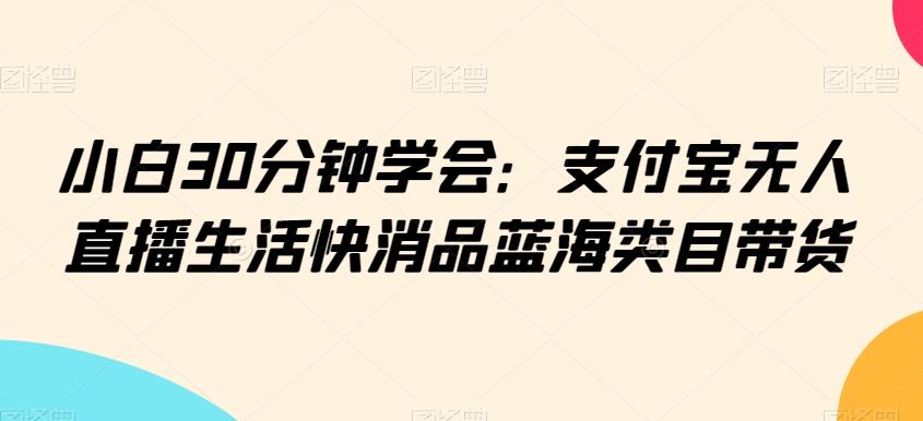 小白30分钟学会：支付宝无人直播生活快消品蓝海类目带货【揭秘】-87创业网