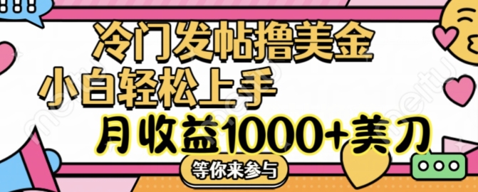 冷门发帖撸美金项目，月收益1000+美金，简单无脑，干就完了【揭秘】-87创业网