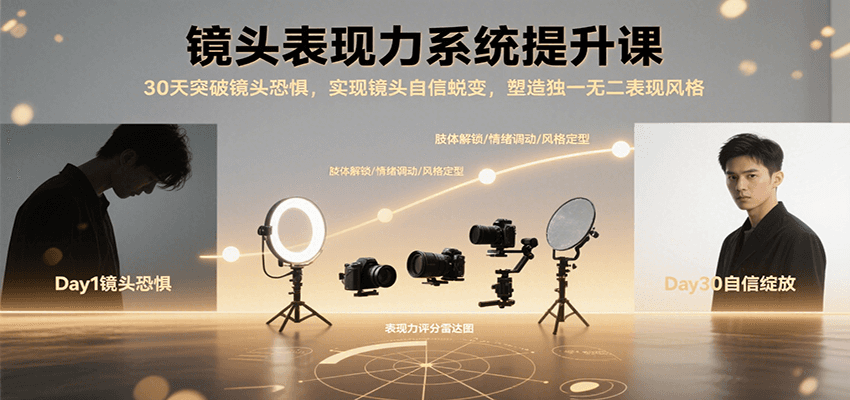 镜头表现力系统提升课，30天突破镜头恐惧实现自信蜕变，塑造独一无二表现风格-87创业网