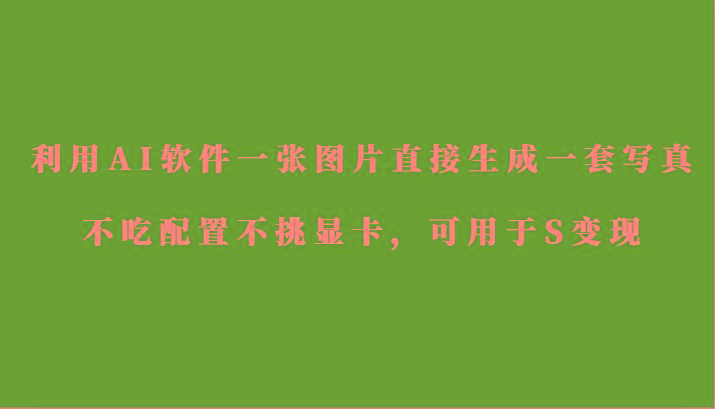 利用AI软件只需一张图片直接生成一套写真，不吃配置不挑显卡，可用于S变现-87创业网