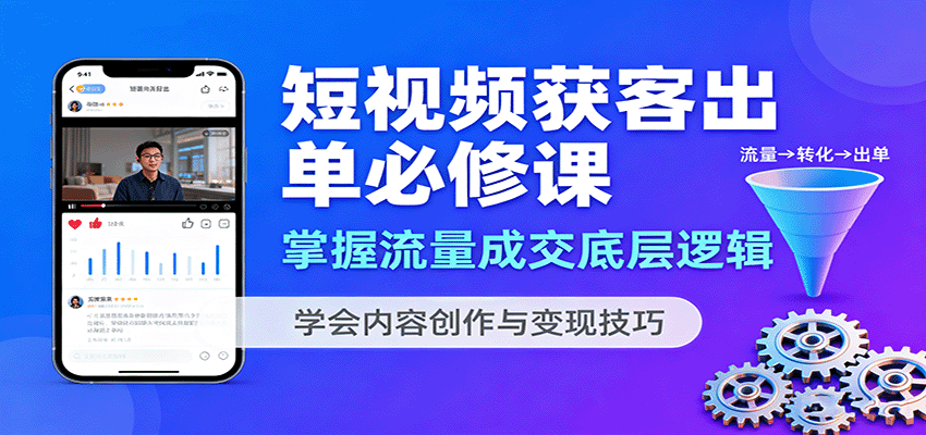 短视频获客出单必修课：掌握流量成交底层逻辑，学会内容创作与变现技巧-87创业网