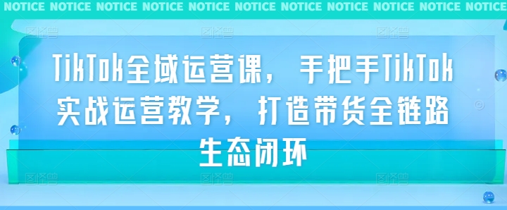 TikTok全域运营课，手把手TikTok实战运营教学，打造带货全链路生态闭环-87创业网