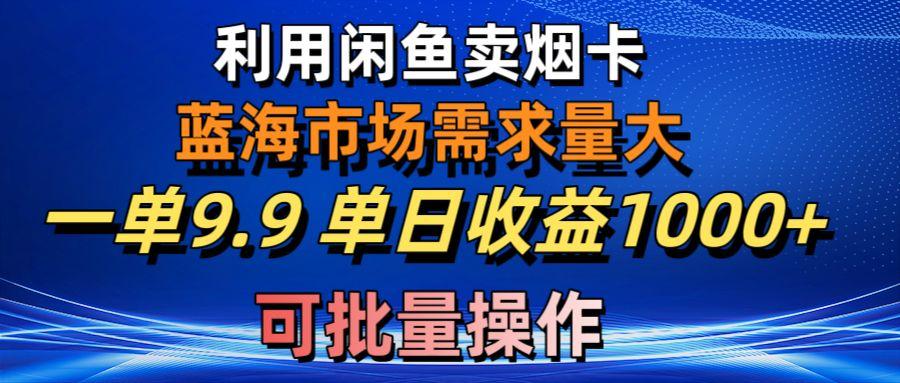 利用咸鱼卖烟卡，蓝海市场需求量大，一单9.9单日收益1000+，可批量操作-87创业网