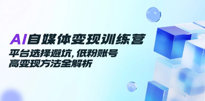 AI自媒体变现训练营，平台选择避坑，低粉账号高变现方法全解析-87创业网