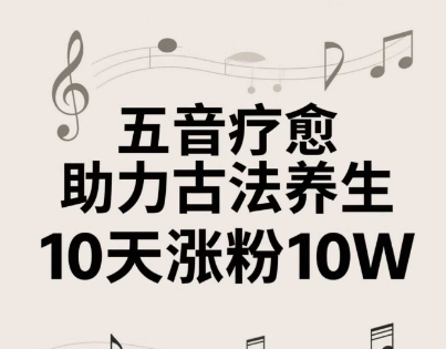 古法五音养生教程，五音疗愈的视频的制作方法，2-4小时就能学会，作者10天涨粉10W-87创业网