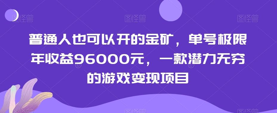 普通人也可以开的金矿，单号极限年收益96000元，一款潜力无穷的游戏变现项目【揭秘】-87创业网