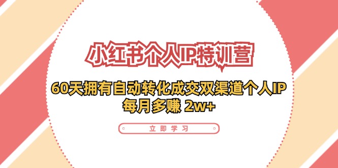 小红书个人IP陪跑营：两个月打造自动转化成交的多渠道个人IP，每月收入2w+(30节)-87创业网