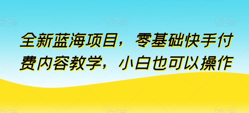 全新蓝海项目，零基础快手付费内容教学，小白也可以操作【揭秘】-87创业网