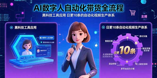 AI数字人自动化带货全流程：黑科技工具应用 日更10条的自动化视频生产体系-87创业网