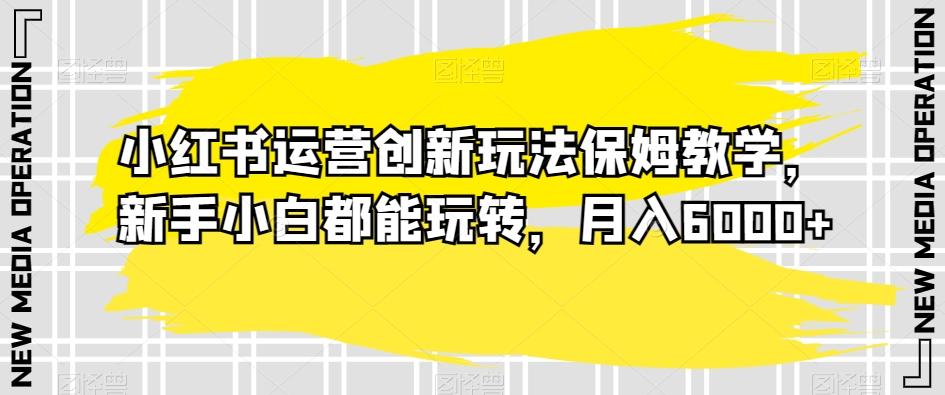 小红书运营创新玩法保姆教学，新手小白都能玩转，月入6000+【揭秘】-87创业网