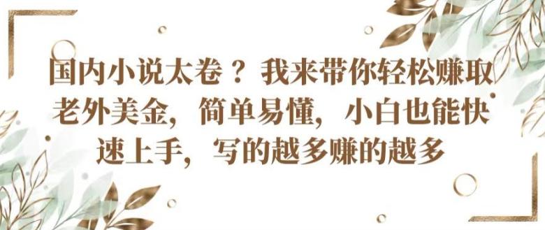 国内小说太卷 ?带你轻松赚取老外美金，简单易懂，小白也能快速上手，写的越多赚的越多【揭秘】-87创业网