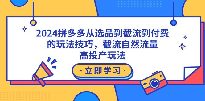 2024拼多多从选品到截流到付费的玩法技巧，截流自然流量玩法，高投产玩法-87创业网