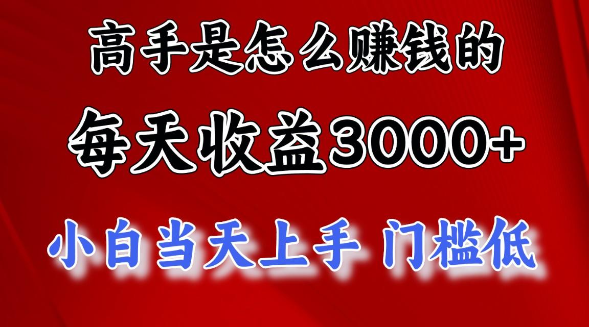 高手是怎么赚钱的，一天收益3000+ 这是穷人逆风翻盘的一个项目，非常稳…-87创业网