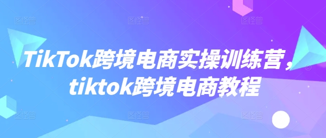 TikTok跨境电商实操训练营，tiktok跨境电商教程-87创业网