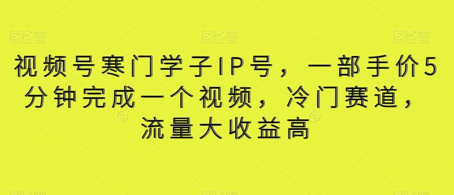 视频号寒门学子IP号，一部手价5分钟完成一个视频，冷门赛道，流量大收益高【揭秘】-87创业网