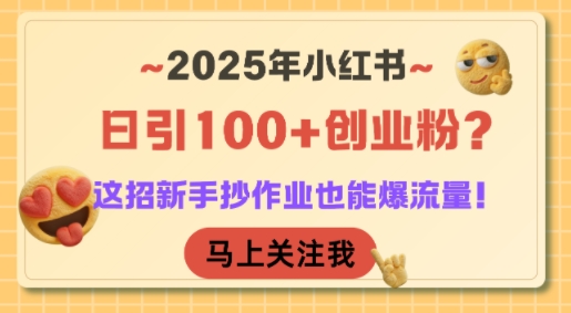 2025年小红书日引100+创业粉？这招新手抄作业也能爆流量！-87创业网