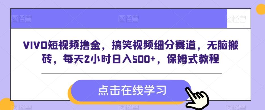 VIVO短视频撸金，搞笑视频细分赛道，无脑搬砖，每天2小时日入500+，保姆式教程-87创业网