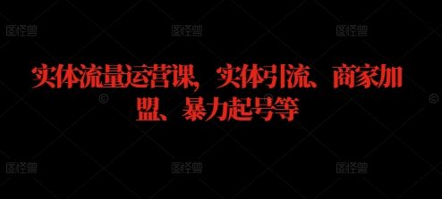 实体流量运营课，实体引流、商家加盟、暴力起号等-87创业网