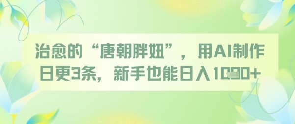 治愈的“唐朝胖妞”，用AI制作日更3条，新手也能日入多张-87创业网