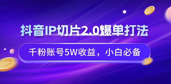 抖音IP切片2.0爆单打法，千粉账号5W收益，小白必备-87创业网