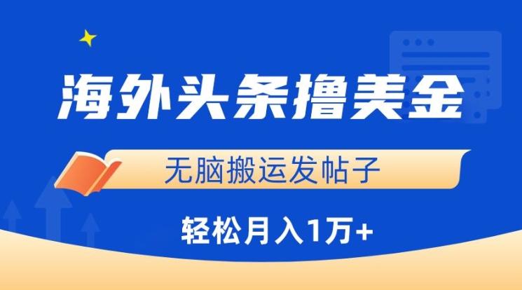 海外头条撸美金，无脑搬运发帖子，月入1万+，小白轻松掌握【揭秘】-87创业网