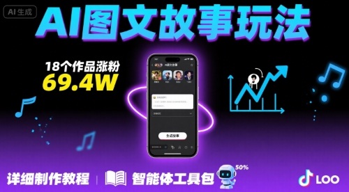抖音爆火的ai图文故事玩法，18个作品涨粉69.4W，详细制作教程+智能体-87创业网