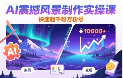 AI震撼风景制作实操课，快速起千粉万粉号-87创业网