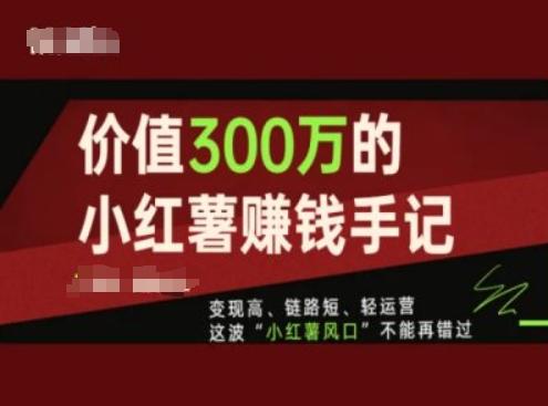 价值300万的小红书赚钱手记，变现高、链路短、轻运营，这波“小红薯风口”不能再错过-87创业网