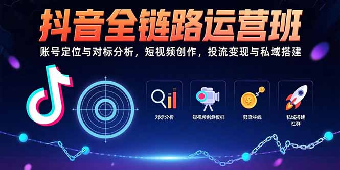 抖音全链路运营班：账号定位与对标分析，短视频创作，投流变现与私域搭建-87创业网