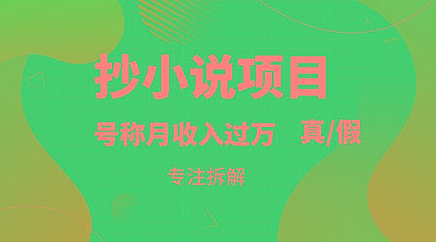 抄小说项目，号称月入过万，到底是否真实，能不能做，详细拆解-87创业网