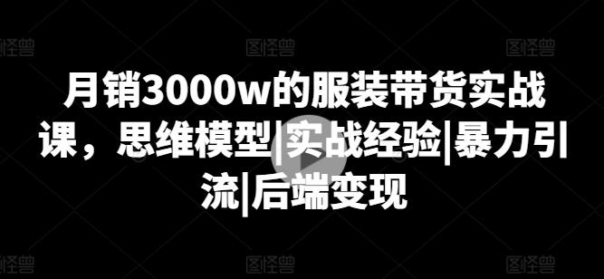 月销3000w的服装带货实战课，思维模型|实战经验|暴力引流|后端变现-87创业网