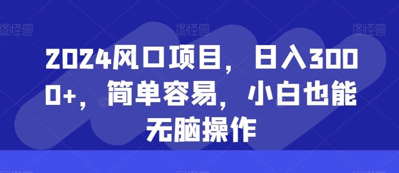 2024风口项目，日入3000+，简单容易，小白也能无脑操作-87创业网